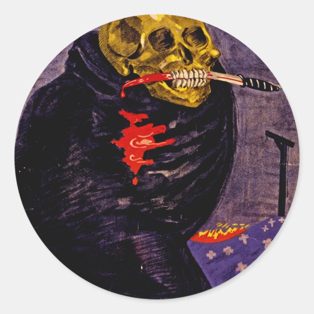 Pegatina Redonda El peligro del bolchevismo (Anverso)