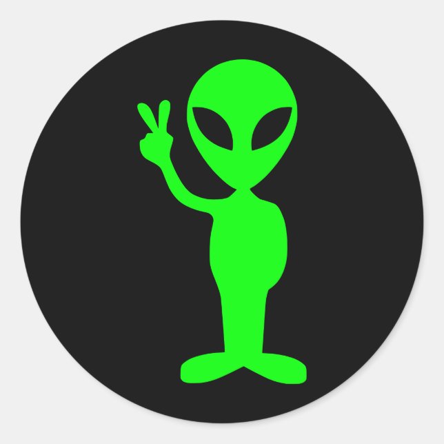 Pegatina Redonda El pequeño hombre verde en negro (Anverso)
