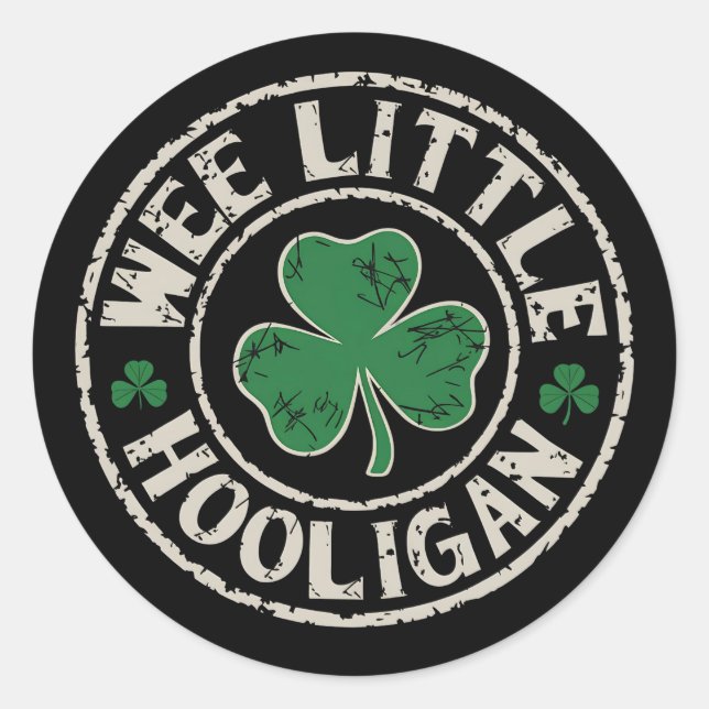 Pegatina Redonda El pequeño Hooligan Shamrock St Patrick's Day (Anverso)