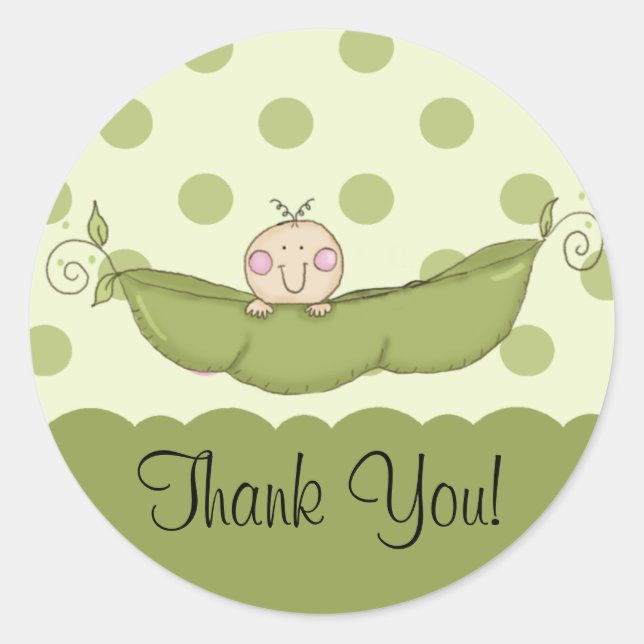 Pegatina Redonda El pequeño muchacho dulce del guisante le agradece (Anverso)