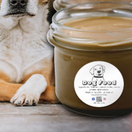 Pegatina Redonda El perro blanco casero trata comida mascota
