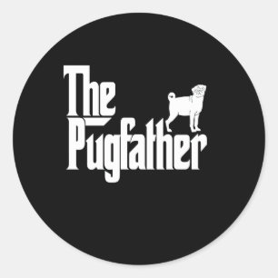 Pegatina Redonda El Perro Cute Del Padre De Pugfather