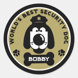 Pegatina Redonda El perro de la seguridad del mundo