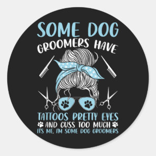 Pegatina Redonda El Perro Grooming Funny Mascota Groomer Dog Groome