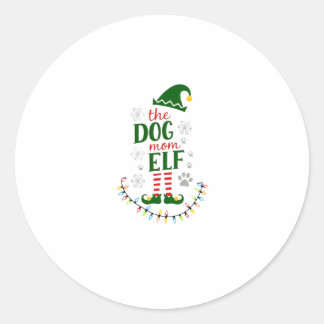 Pegatina Redonda El Perro Mamá Elfo Navidad Divertido Amante de los