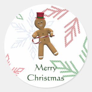 Pegatina Redonda El Personalizado bailarín Gingerbread Man