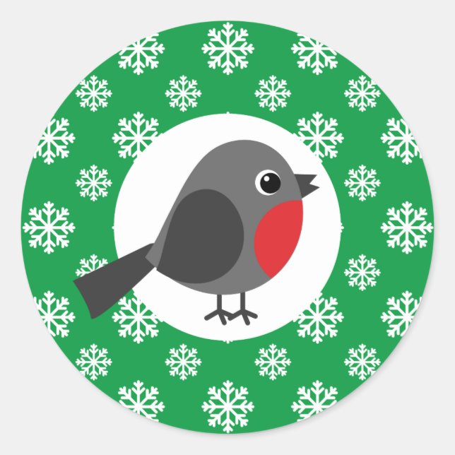 Pegatina Redonda El Personalizado Robin con las copas de nieve (Anverso)