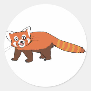 Pegatina Redonda El Personalizado rojo panda agujereando la lengua