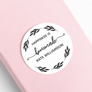 Pegatina Redonda El personalizado Rustic Hapiness es hecho en casa 