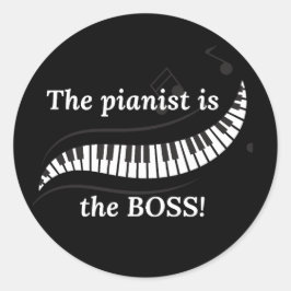 Pegatina Redonda El pianista es el jefe Stickers