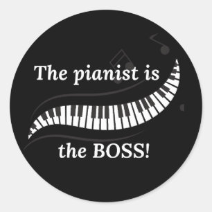 Pegatina Redonda El pianista es el jefe Stickers