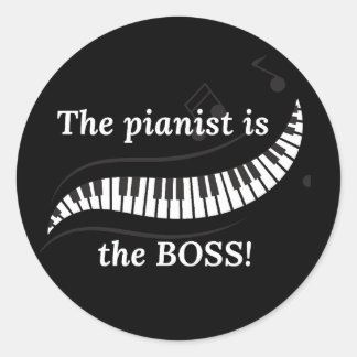 Pegatina Redonda El pianista es el jefe Stickers
