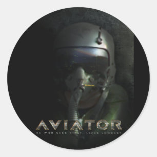 Pegatina Redonda El piloto de combate Hud Helmet