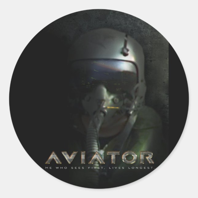 Pegatina Redonda El piloto de combate Hud Helmet (Anverso)
