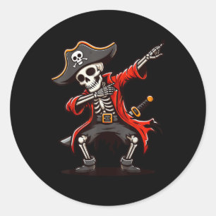 Pegatina Redonda El pirata de Dabbing Skeleton