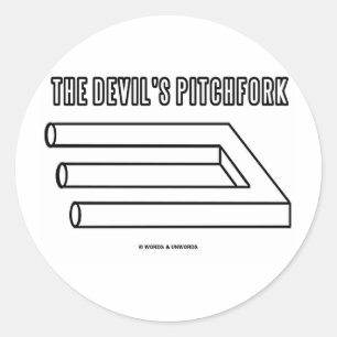 Pegatina Redonda El Pitchfork del diablo (ilusión óptica)