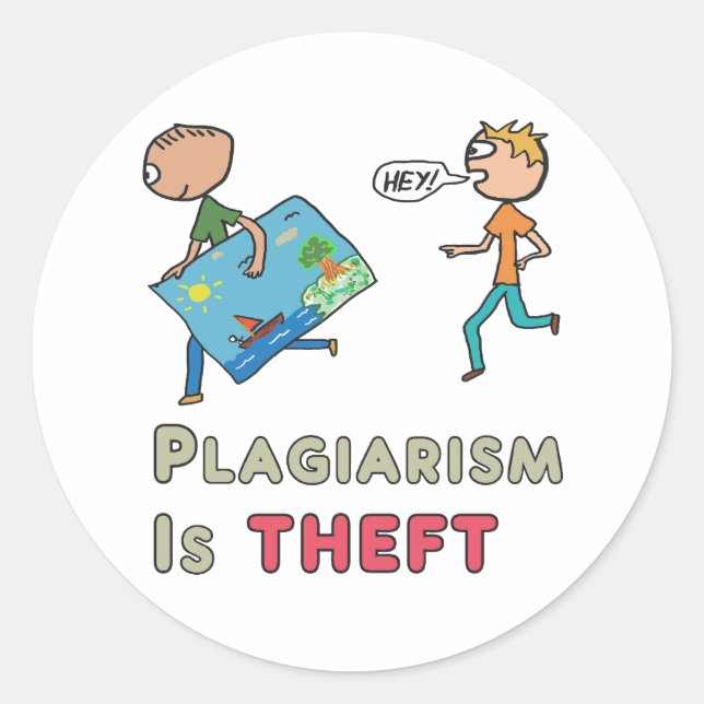 Pegatina Redonda El plagio es robo (Anverso)