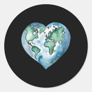 Pegatina Redonda El planeta del corazón del Día de la Tierra Día de