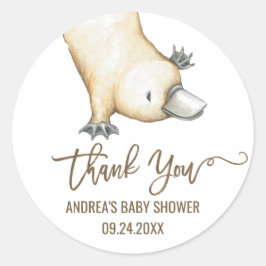 Pegatina Redonda El Platypus Neutral Australiano Gracias Por Favor