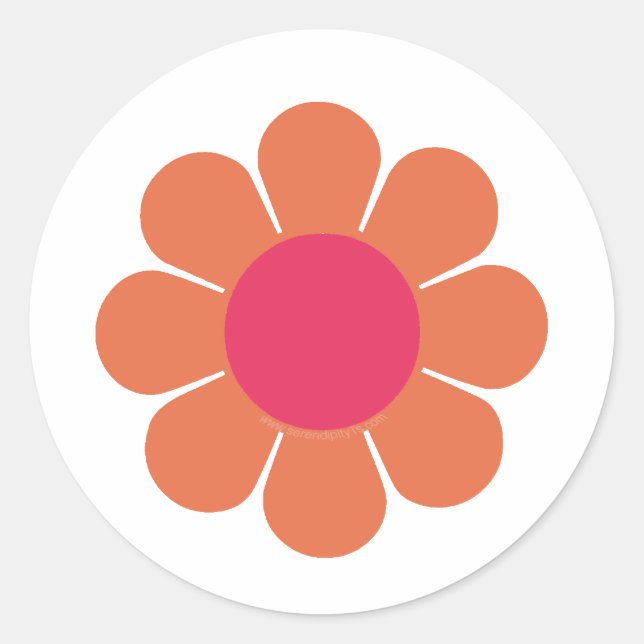 Pegatina Redonda El poder de las flores de los años 70 (Anverso)