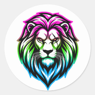 Pegatina Redonda El Poderoso León - 'Multi-Frente' Polysoberano
