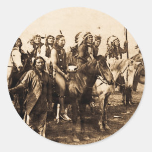 Pegatina Redonda El poderoso Sioux