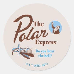 Pegatina Redonda El Polar Express   Retro "Oyes La Campana"