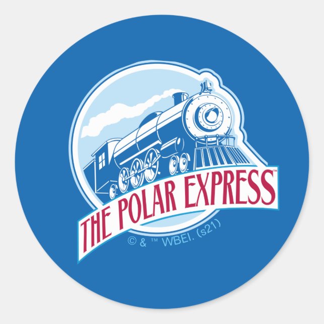 Pegatina Redonda El Polar Express | Tarjeta de tren (Anverso)
