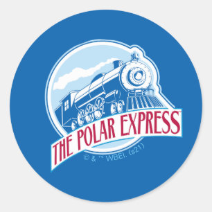 Pegatina Redonda El Polar Express   Tarjeta de tren