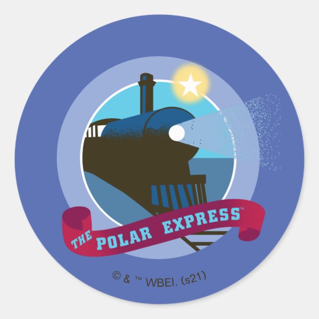 Pegatina Redonda El Polar Express | Tarjeta de tren de época (Anverso)
