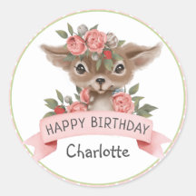 El Polka Rosa Dots Woodland Deer Birday for Chica