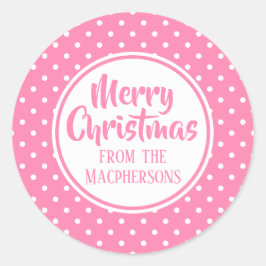 Pegatina Redonda El Polka Rosado Dots Christmas Stickers
