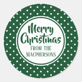 Pegatina Redonda El Polka Verde Dots Christmas Stickers
