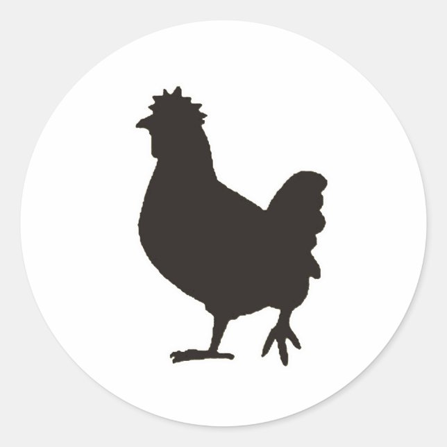 Pegatina Redonda el pollo es el nuevo negro (Anverso)