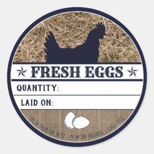 Pegatina Redonda El pollo fresco rústico Eggs personalizado