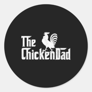 Pegatina Redonda El pollo papá gallo Día del Padre aves de corral 