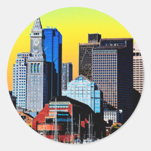 Pegatina Redonda El Poster de la Casa Personalizado en Boston, Esta