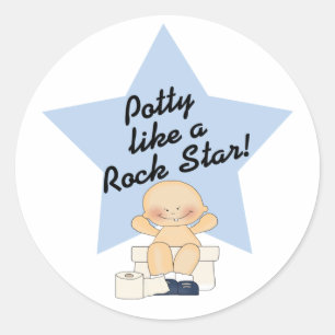 Pegatina Redonda El Potty tiene gusto de una estrella del rock
