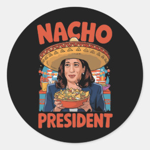 Pegatina Redonda El presidente de Nacho, Funny Kamala Harris Trump,