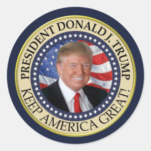 Pegatina Redonda El presidente Donald Trump 2020 hace grande a Esta