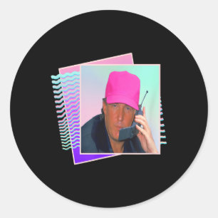 Pegatina Redonda El presidente Donald Trump retro gráfico de los añ
