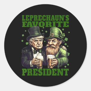 Pegatina Redonda El presidente favorito de Leprechaun, Trump