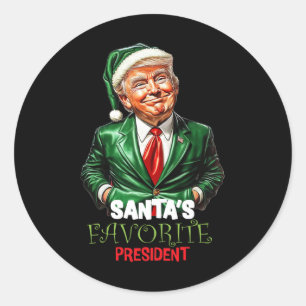 Pegatina Redonda El presidente favorito de Santa divertido Trump
