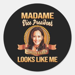 Pegatina Redonda El Presidente Kamala Harris Vp Parece Mí Negro