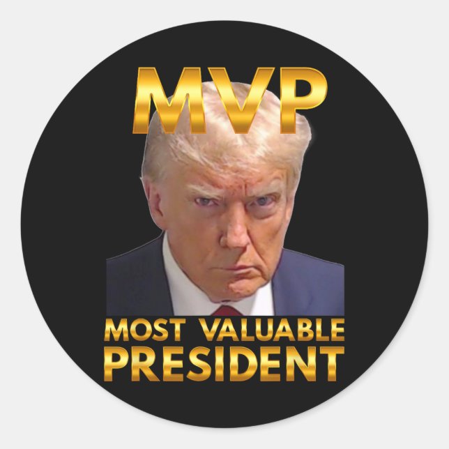 Pegatina Redonda El Presidente Más Valioso Del Mvp, Donald Trump, N (Anverso)