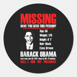 Pegatina Redonda El presidente Obama no aparece en la camiseta
