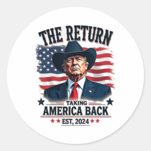 Pegatina Redonda El presidente patriótico Donald Trump se desvanece