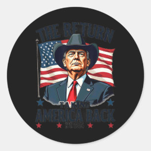 Pegatina Redonda El presidente patriótico Donald Trump se desvanece