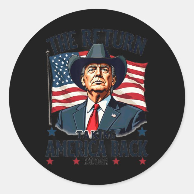 Pegatina Redonda El presidente patriótico Donald Trump se desvanece (Anverso)