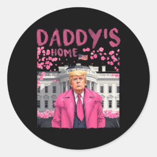 Pegatina Redonda El presidente Trump vuelve a casa de papá